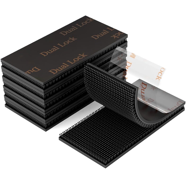 UPwoktem مشبك قفل مزدوج قابل للإغلاق، حامل EZ Pass، شريط تثبيت ثقيل 2'' x 4''، 4 قطع شريط تداخل ذاتي القفل SJ3550 400 أسود للاستخدام الداخلي/الخارجي - Image 1